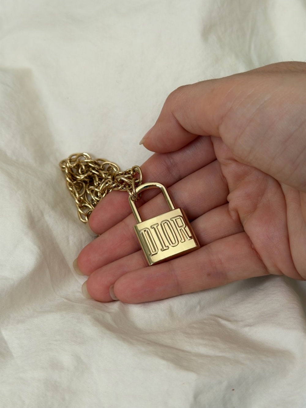 Dior Gold-tone Padlock Logo Necklace - Picture 5 of 15